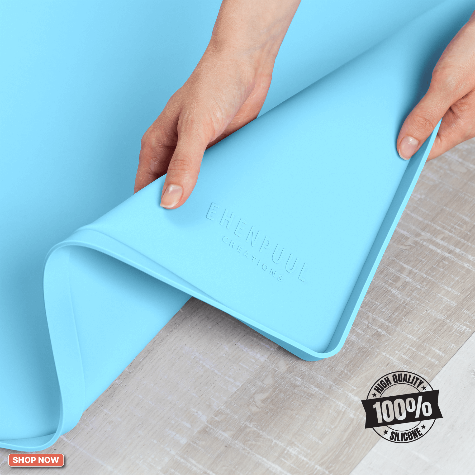 Folded Blue Silicone Mat